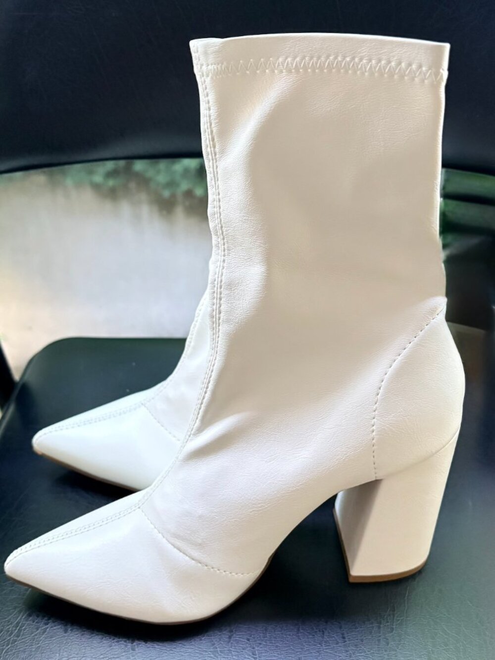 Nasty Gal White Y2K Pointed Toe Sock Boots Size 38 / US 7-7.5 (near new)